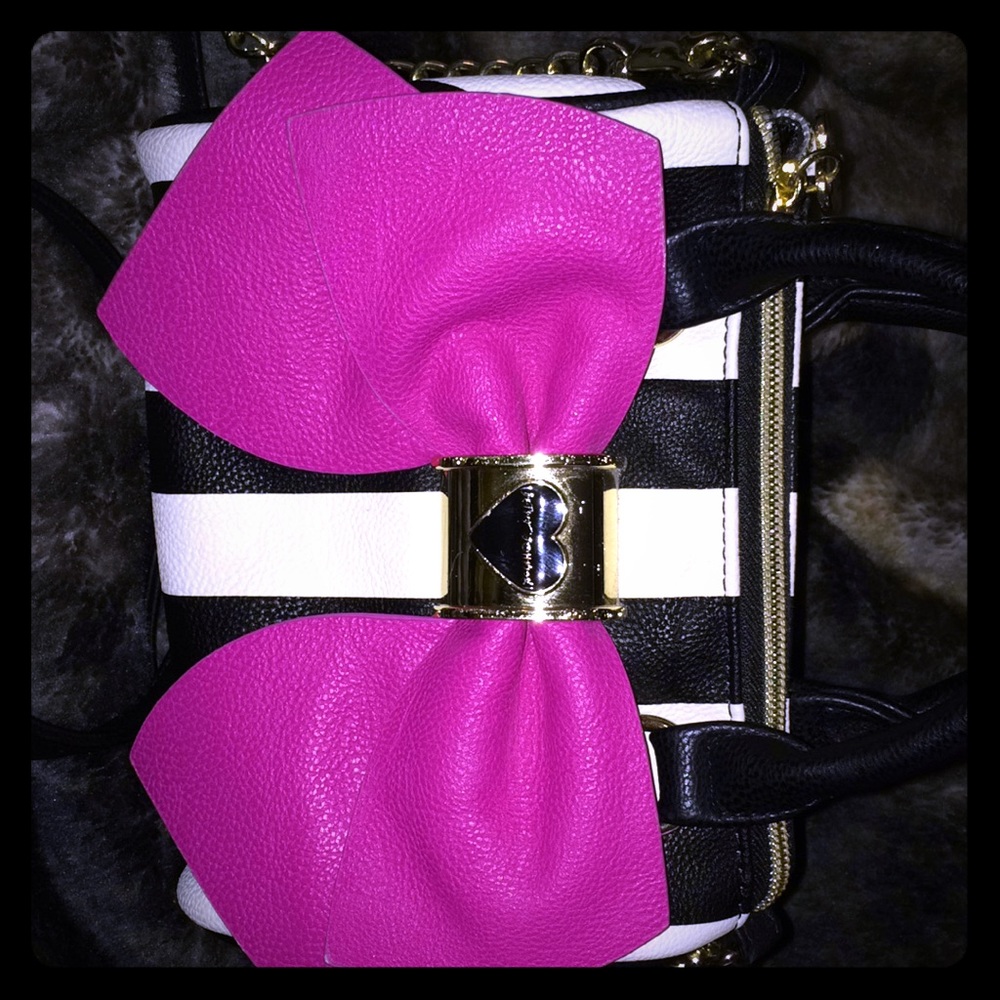 Betsey Johnson Large Bow striped bag
